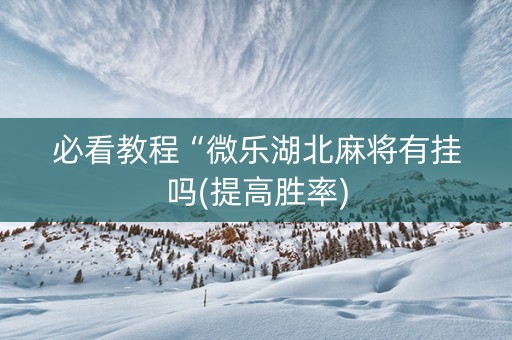 必看教程“微乐湖北麻将有挂吗(提高胜率)