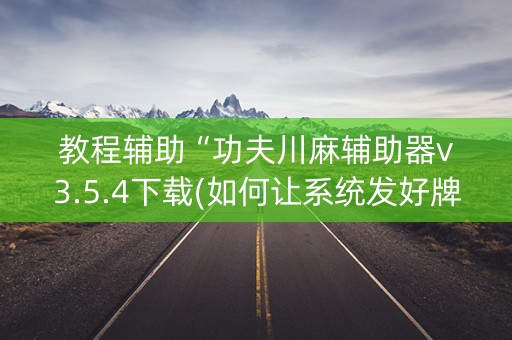 教程辅助“功夫川麻辅助器v3.5.4下载(如何让系统发好牌)
