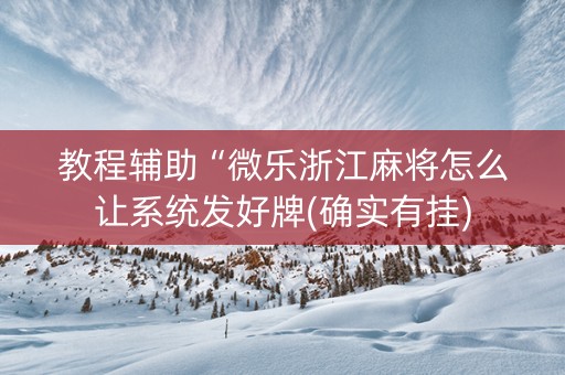 教程辅助“微乐浙江麻将怎么让系统发好牌(确实有挂)