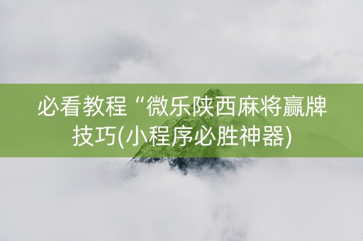 必看教程“微乐陕西麻将赢牌技巧(小程序必胜神器)