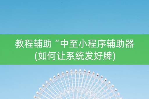 教程辅助“中至小程序辅助器(如何让系统发好牌)