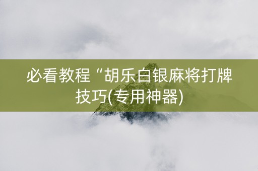 必看教程“胡乐白银麻将打牌技巧(专用神器)