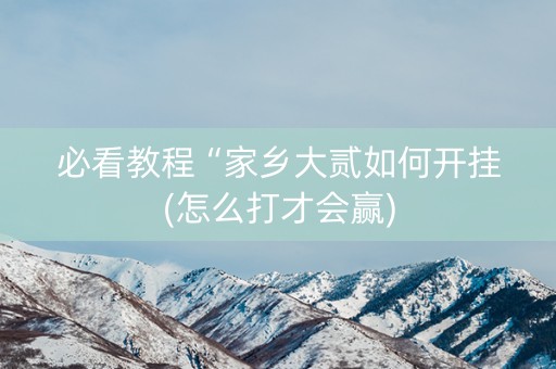 必看教程“家乡大贰如何开挂(怎么打才会赢)
