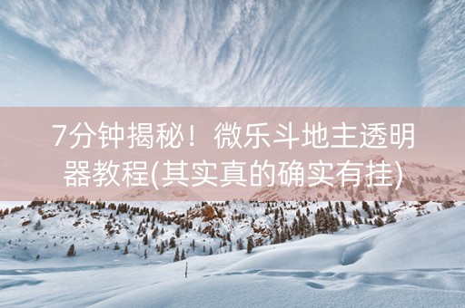 7分钟揭秘！微乐斗地主透明器教程(其实真的确实有挂)