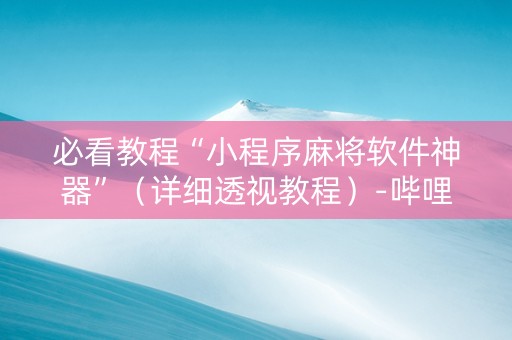 必看教程“小程序麻将软件神器”（详细透视教程）-哔哩哔哩