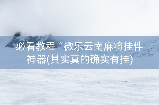 必看教程“微乐云南麻将挂件神器(其实真的确实有挂)