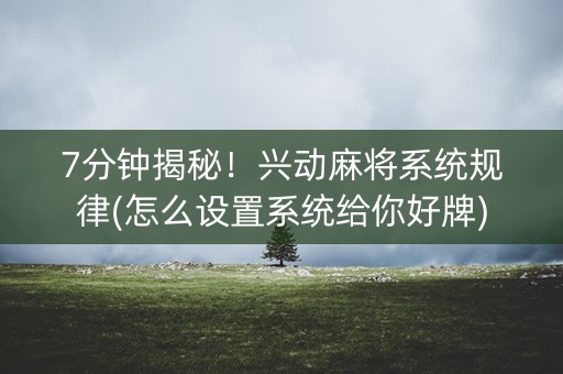 7分钟揭秘！兴动麻将系统规律(怎么设置系统给你好牌)