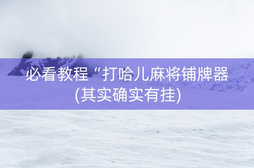 必看教程“打哈儿麻将铺牌器(其实确实有挂)
