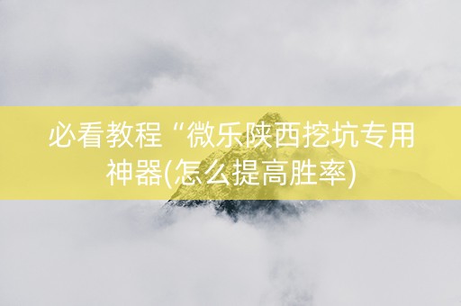 必看教程“微乐陕西挖坑专用神器(怎么提高胜率)