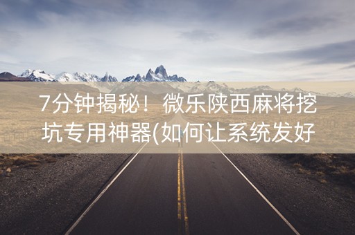 7分钟揭秘！微乐陕西麻将挖坑专用神器(如何让系统发好牌)