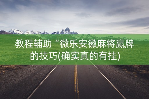 教程辅助“微乐安徽麻将赢牌的技巧(确实真的有挂)