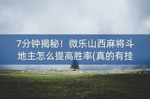 7分钟揭秘！微乐山西麻将斗地主怎么提高胜率(真的有挂确实有挂)