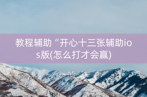 教程辅助“开心十三张辅助ios版(怎么打才会赢)