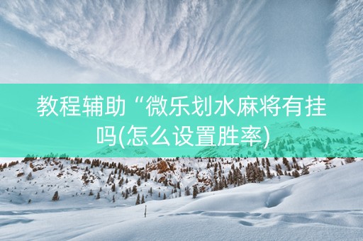 教程辅助“微乐划水麻将有挂吗(怎么设置胜率)