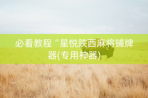 必看教程“星悦陕西麻将铺牌器(专用神器)