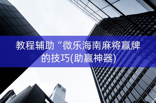 教程辅助“微乐海南麻将赢牌的技巧(助赢神器)