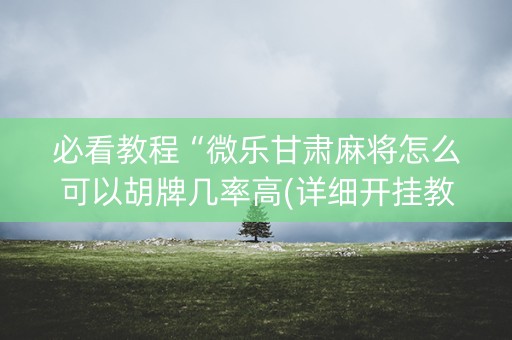 必看教程“微乐甘肃麻将怎么可以胡牌几率高(详细开挂教程)