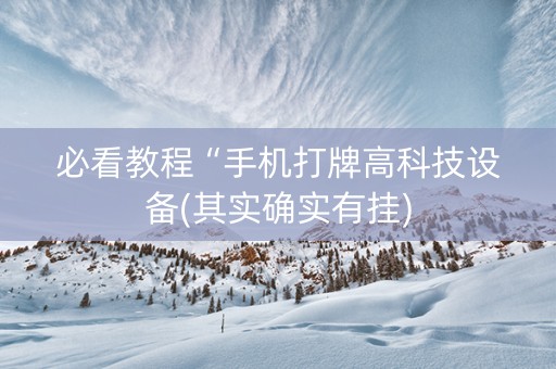 必看教程“手机打牌高科技设备(其实确实有挂)