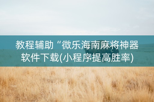 教程辅助“微乐海南麻将神器软件下载(小程序提高胜率)