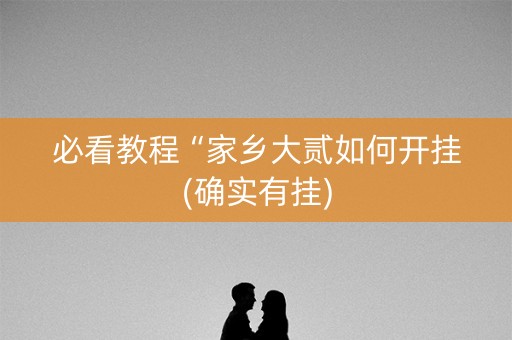 必看教程“家乡大贰如何开挂(确实有挂)