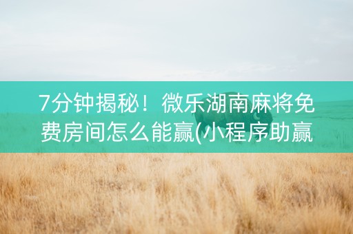 7分钟揭秘！微乐湖南麻将免费房间怎么能赢(小程序助赢神器)