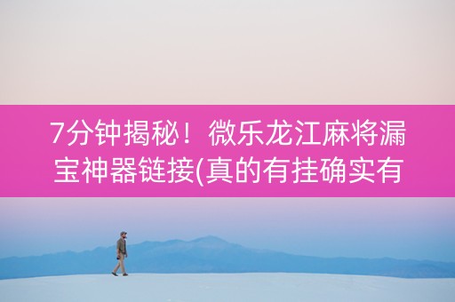 7分钟揭秘！微乐龙江麻将漏宝神器链接(真的有挂确实有挂)