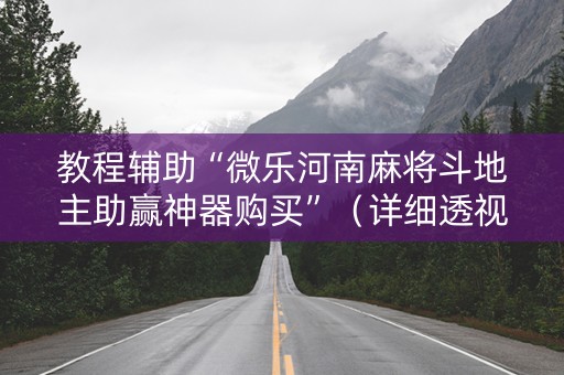 教程辅助“微乐河南麻将斗地主助赢神器购买”（详细透视教程）-哔哩哔哩