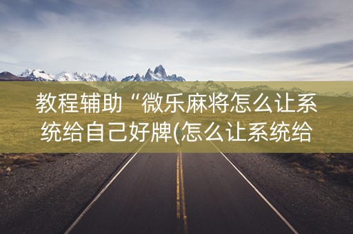 教程辅助“微乐麻将怎么让系统给自己好牌(怎么让系统给发好牌)