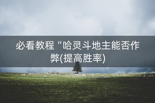 必看教程“哈灵斗地主能否作弊(提高胜率)