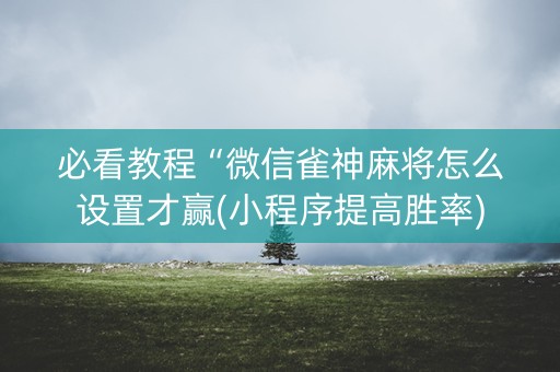必看教程“微信雀神麻将怎么设置才赢(小程序提高胜率)