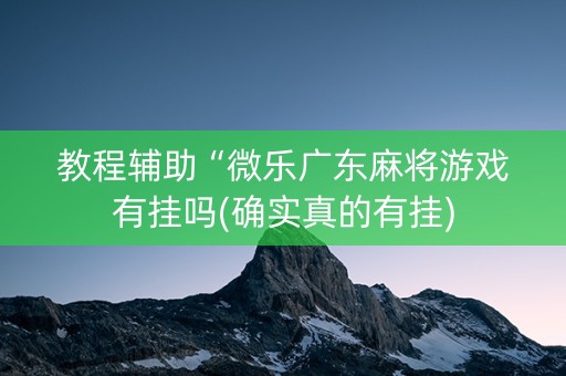 教程辅助“微乐广东麻将游戏有挂吗(确实真的有挂)