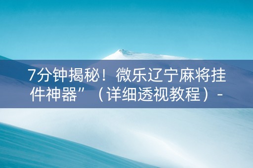 7分钟揭秘！微乐辽宁麻将挂件神器”（详细透视教程）-哔哩哔哩