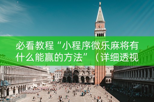 必看教程“小程序微乐麻将有什么能赢的方法”（详细透视教程）-哔哩哔哩
