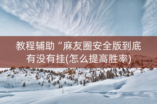 教程辅助“麻友圈安全版到底有没有挂(怎么提高胜率)