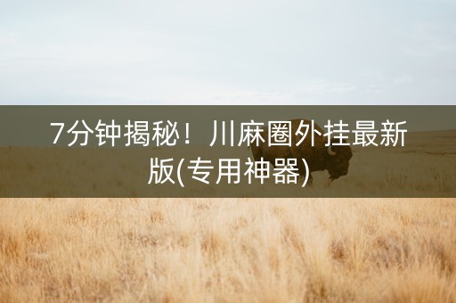 7分钟揭秘！川麻圈外挂最新版(专用神器)