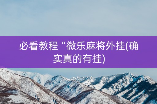 必看教程“微乐麻将外挂(确实真的有挂)