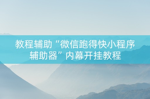 教程辅助“微信跑得快小程序辅助器”内幕开挂教程