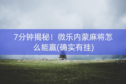 7分钟揭秘！微乐内蒙麻将怎么能赢(确实有挂)