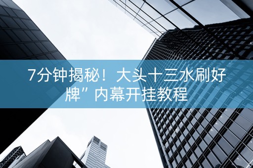 7分钟揭秘！大头十三水刷好牌”内幕开挂教程