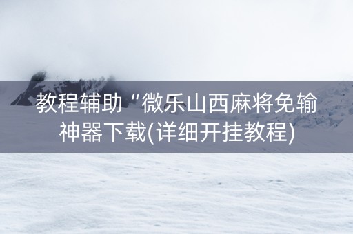 教程辅助“微乐山西麻将免输神器下载(详细开挂教程)