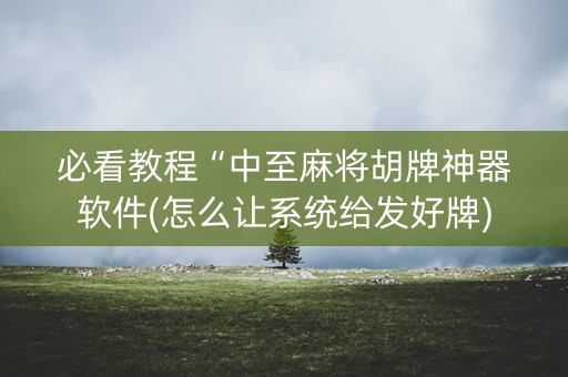 必看教程“中至麻将胡牌神器软件(怎么让系统给发好牌)