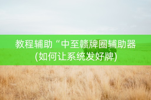 教程辅助“中至赣牌圈辅助器(如何让系统发好牌)