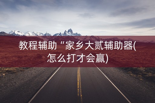 教程辅助“家乡大贰辅助器(怎么打才会赢)