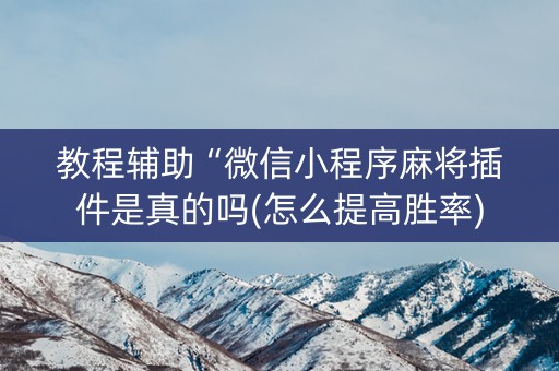 教程辅助“微信小程序麻将插件是真的吗(怎么提高胜率)