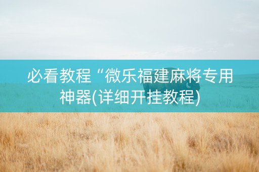 必看教程“微乐福建麻将专用神器(详细开挂教程)