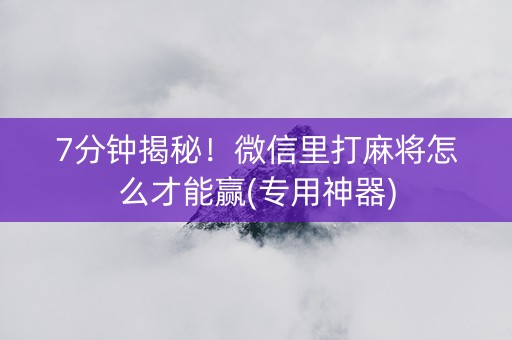 7分钟揭秘！微信里打麻将怎么才能赢(专用神器)
