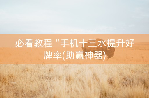 必看教程“手机十三水提升好牌率(助赢神器)