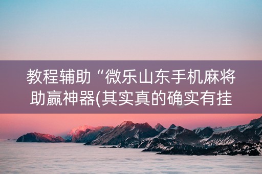 教程辅助“微乐山东手机麻将助赢神器(其实真的确实有挂)
