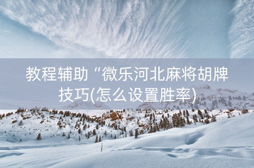 教程辅助“微乐河北麻将胡牌技巧(怎么设置胜率)