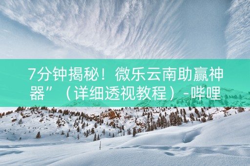 7分钟揭秘！微乐云南助赢神器”（详细透视教程）-哔哩哔哩